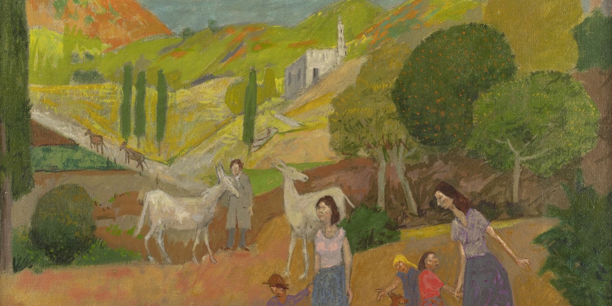 Famille entourée d'animaux